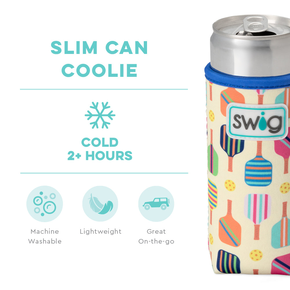 Swig Life Pickleball Insulated Neoprene Slim Can Coolie temperature infographic - cold 2+ hours