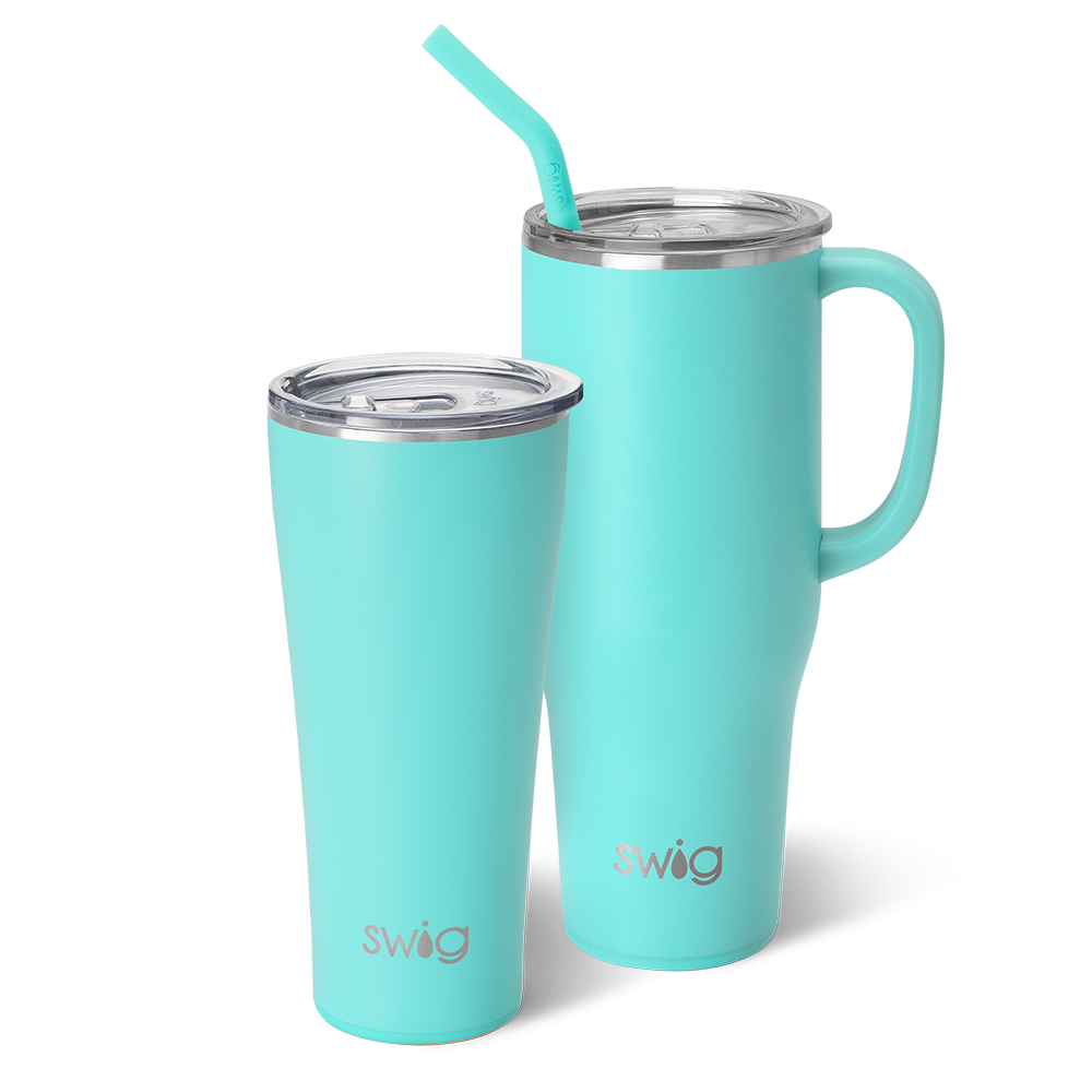 Swig Life Aqua Mega Set including a 32oz Aqua Tumbler and a 40oz Aqua Mega Mug