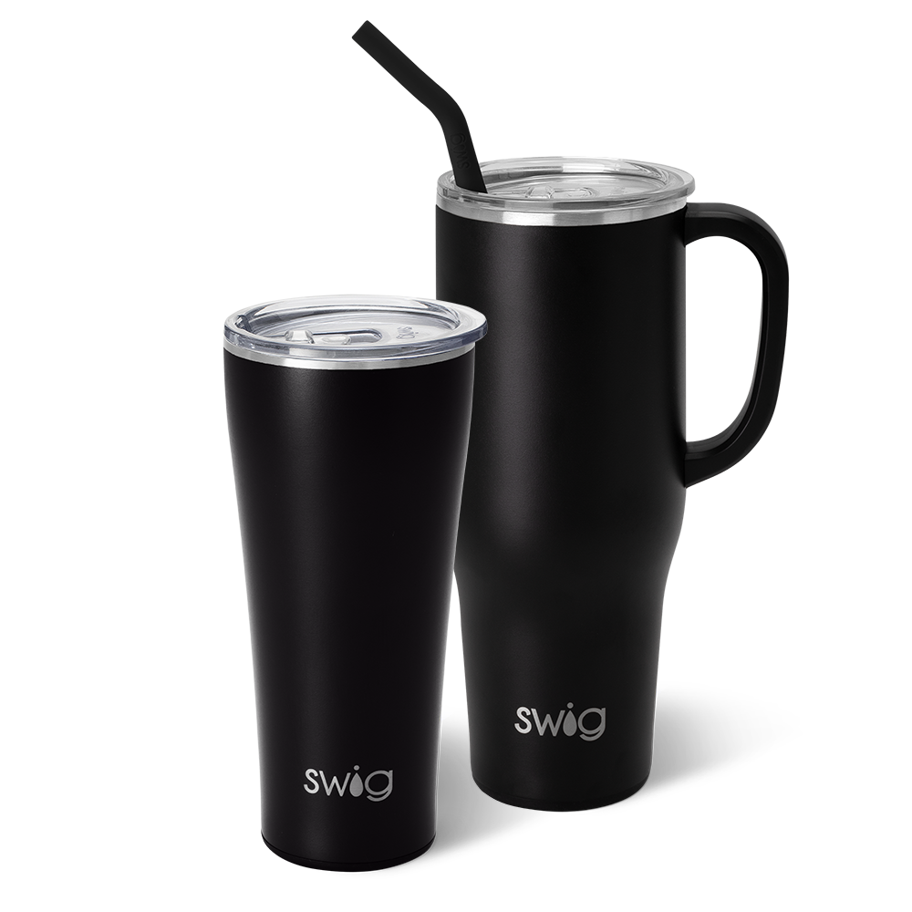 Swig Life Black Mega Set including a 32oz Black Tumbler and a 40oz Black Mega Mug