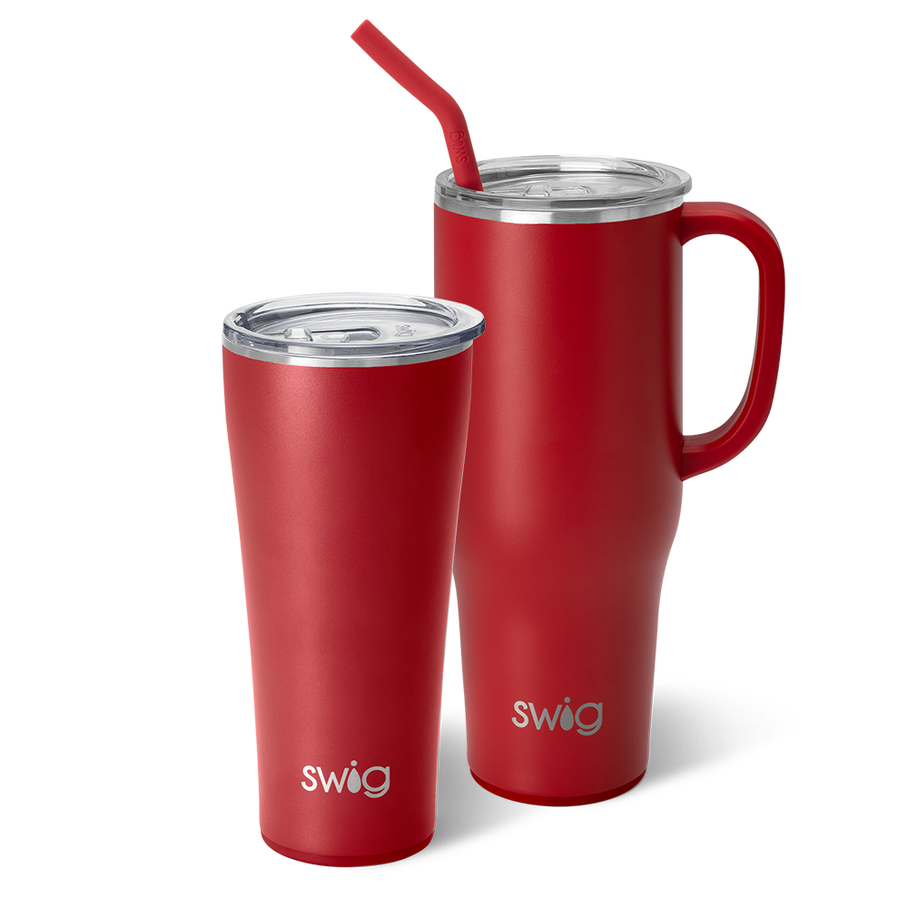 Swig Life Crimson Mega Set including a 32oz Crimson Tumbler and a 40oz Crimson Mega Mug