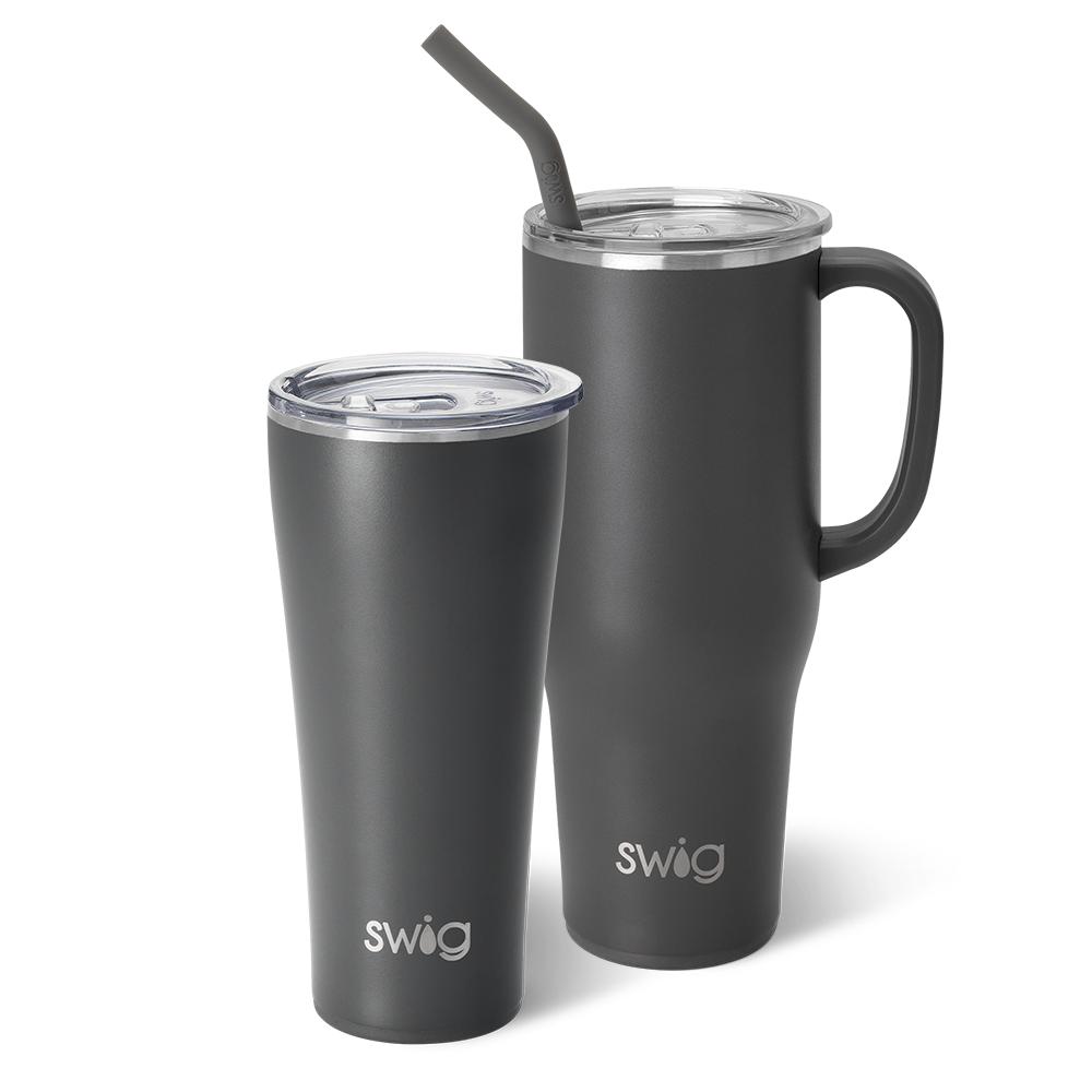 Swig Life Grey Mega Set including a 32oz Grey Tumbler and a 40oz Grey Mega Mug
