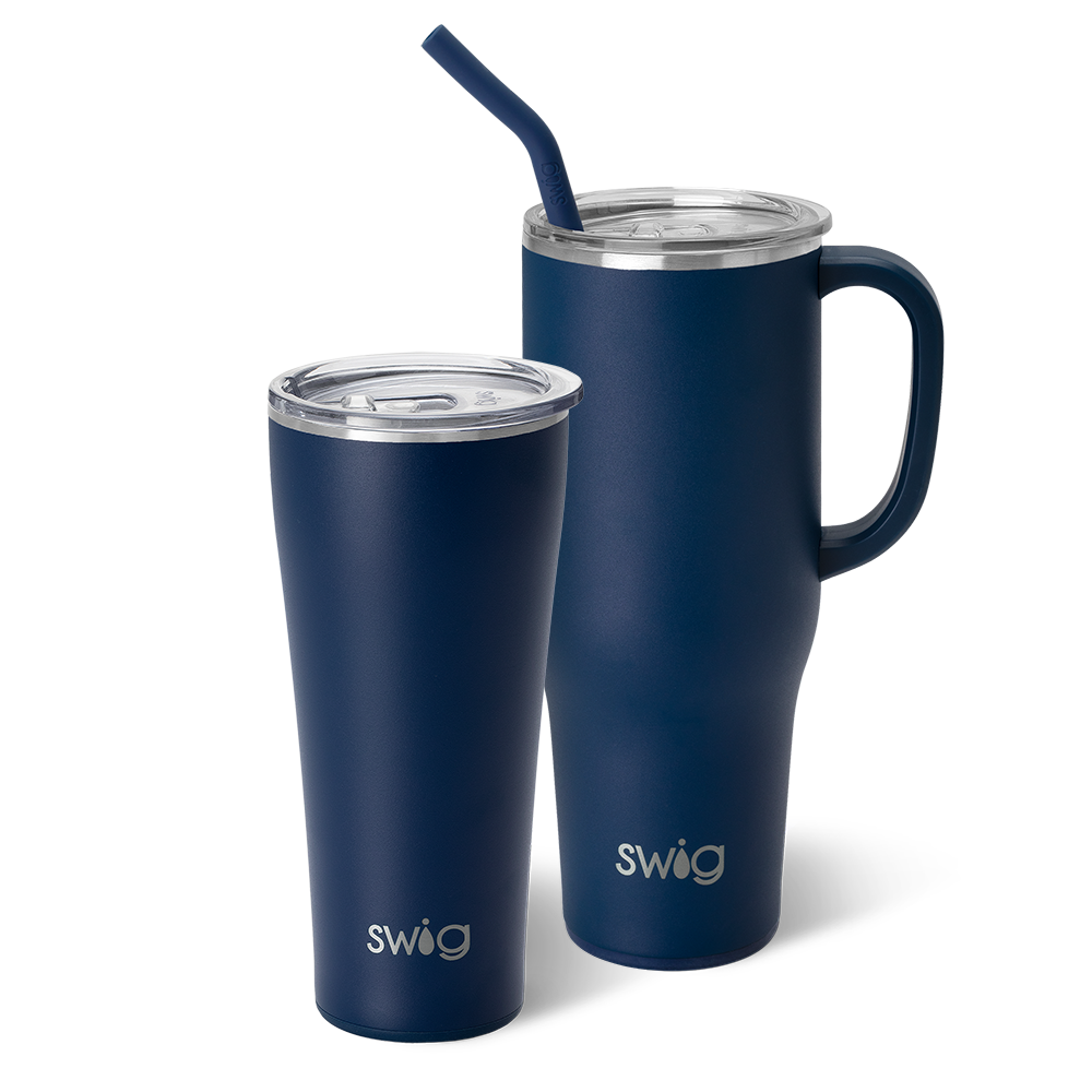 Swig Life Navy Mega Set including a 32oz Navy Tumbler and a 40oz Navy Mega Mug