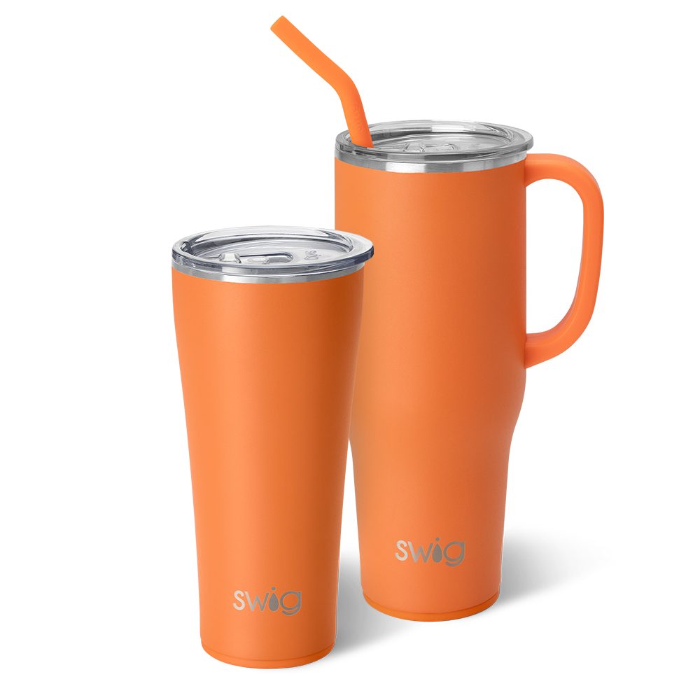 Swig Life Orange Mega Set including a 32oz Orange Tumbler and a 40oz Orange Mega Mug