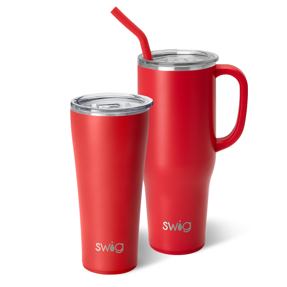 Swig Life Red Mega Set including a 32oz Red Tumbler and a 40oz Red Mega Mug