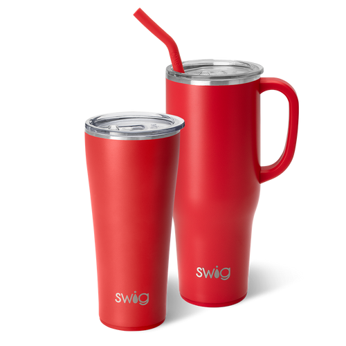 Swig Life Red Mega Set including a 32oz Red Tumbler and a 40oz Red Mega Mug