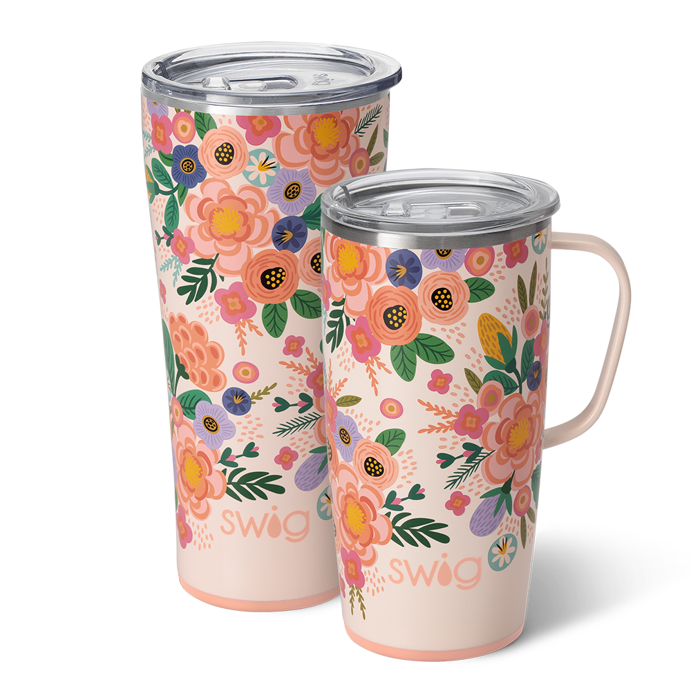 Swig Life Full Bloom XL Set including a 22oz Full Bloom Travel Mug and a 32oz Full Bloom Tumbler