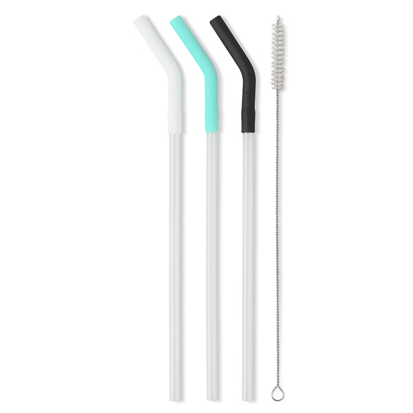 White/Aqua/Black Reusable Straw Set (Mega Mugs)