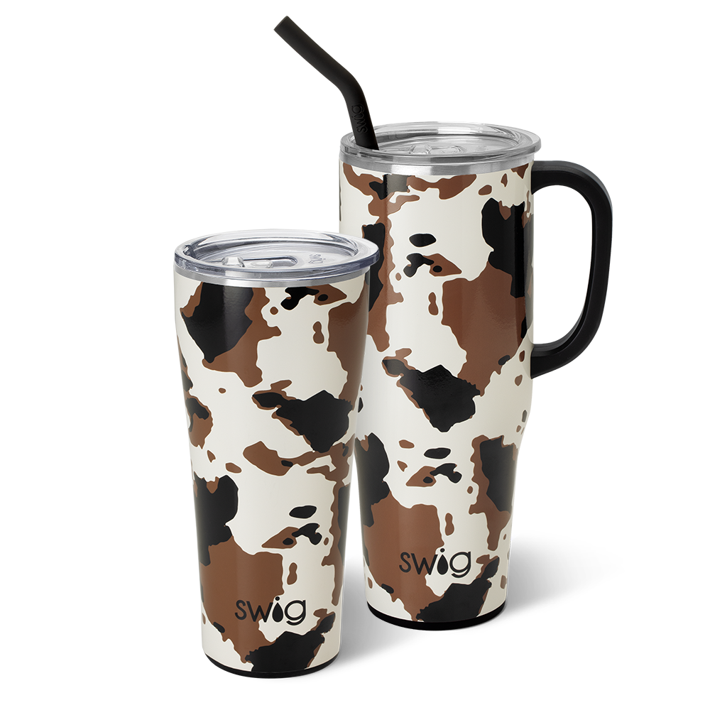 Swig Life Hayride Cow Print Mega Set including a 32oz Hayride Tumbler and a 40oz Hayride Mega Mug