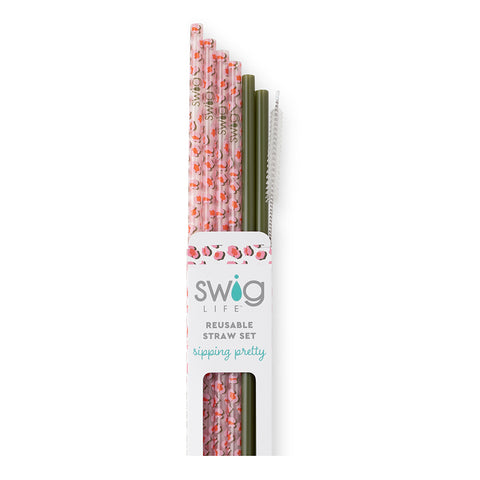 Blush/Coral/Hot Pink Reusable Straw Set (Mega Mugs)