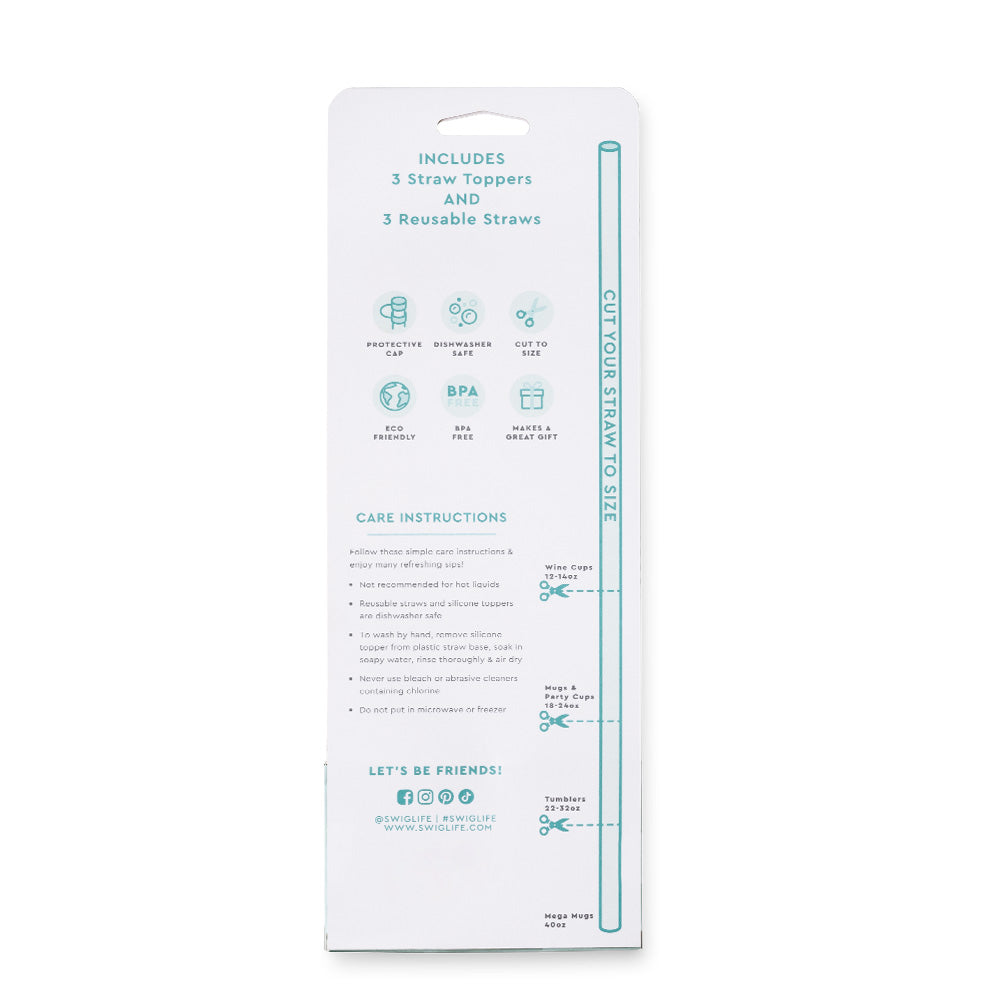 Swig Life Straw Topper Set back of packaging