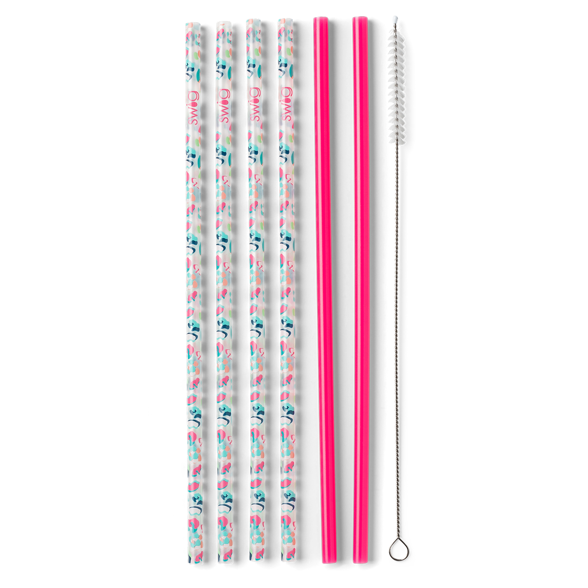 Swig Life Party Animal + Hot Pink Reusable Straw Set without packaging