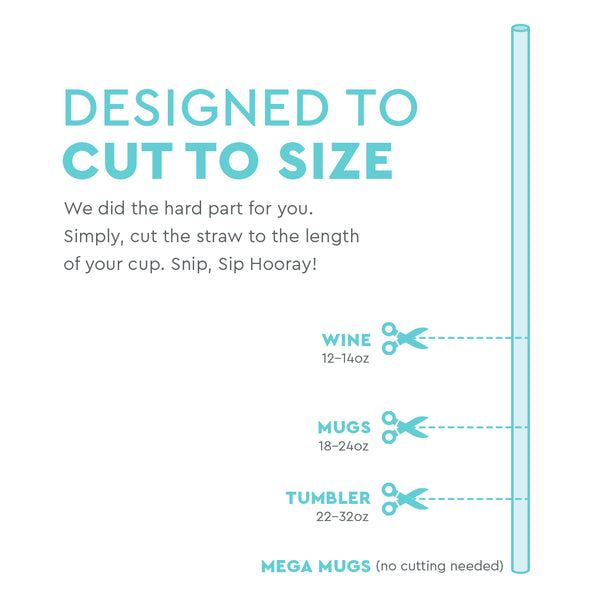 Infographic showing recommended lengths to trim the Swig Life straws to fit your Swig