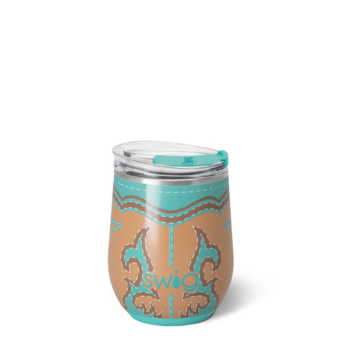 Boot Scootin' Turquoise Stemless Wine 12oz