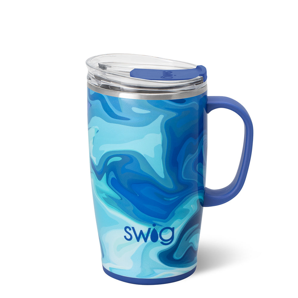 Swig Life, 18oz Stainless Steel Travel Mug with Handle, Blue Lagoon