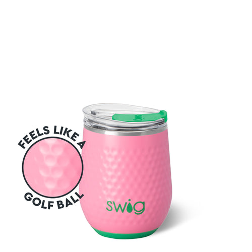 Pink Golf Ball Stemless Wine 12oz