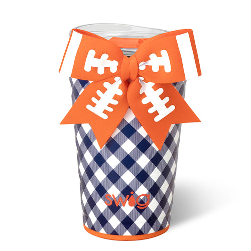 Gameday Gingham Navy + Orange Party Cup 24oz