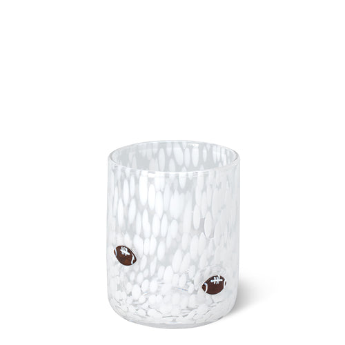 White Football Charm Glass 17oz
