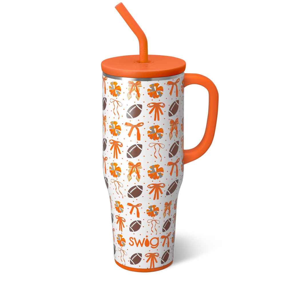 Swig Life 40oz Mega Mug Tumbler With Handle & Straw - Triple Insulated Travel Cup, Cup Holder Friendly (Orange Spirit)