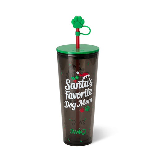 Santa's Favorite Dog Mom Plastic Tumbler 24oz