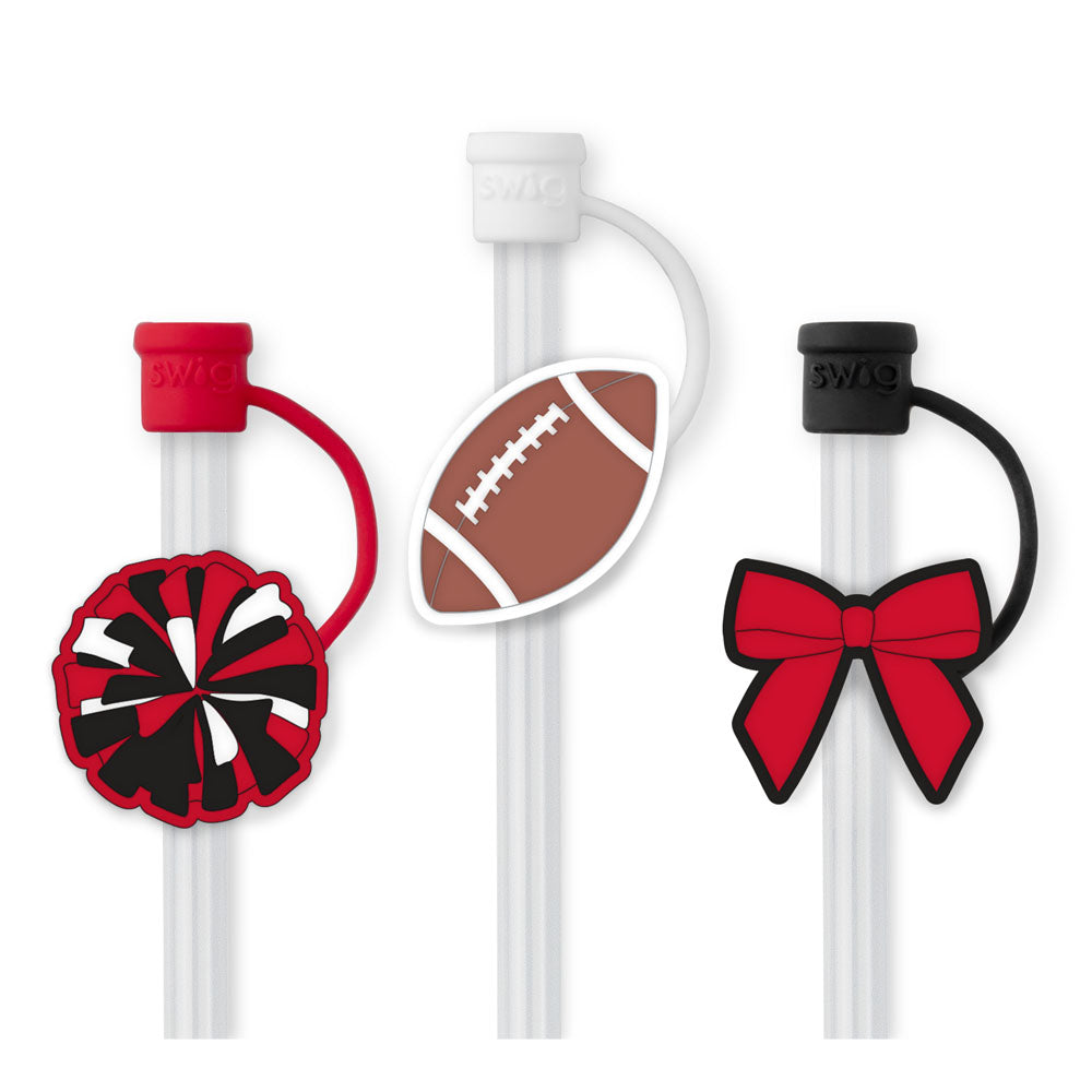We've Got Spirit Black + Red Straw Topper Set - Swig Life