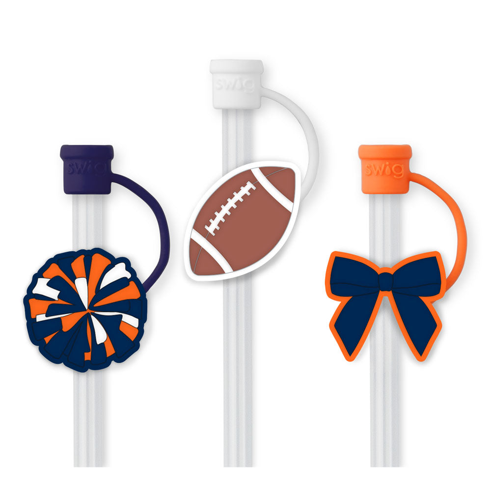 We've Got Spirit Navy + Orange Straw Topper Set - Swig Life