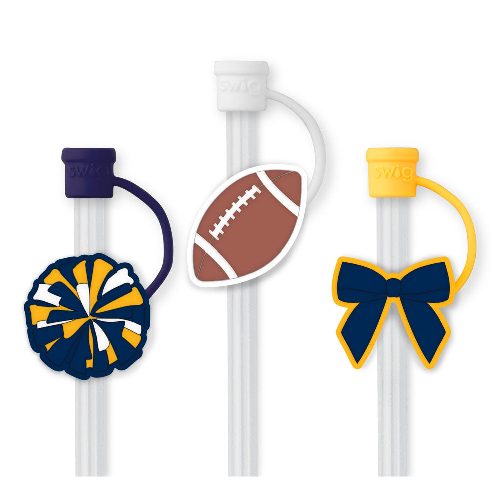 We've Got Spirit Navy + Yellow Straw Topper Set - Swig Life
