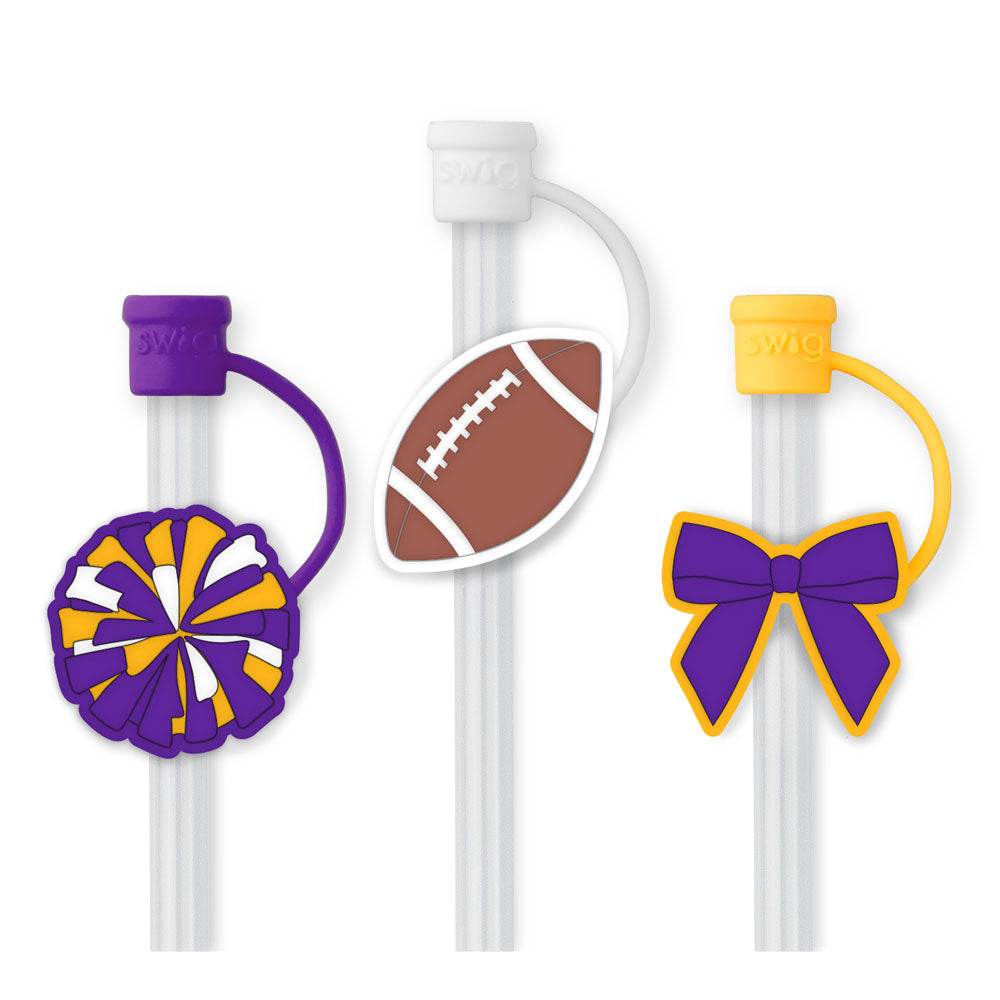 We've Got Spirit Purple + Yellow Straw Topper Set - Swig Life