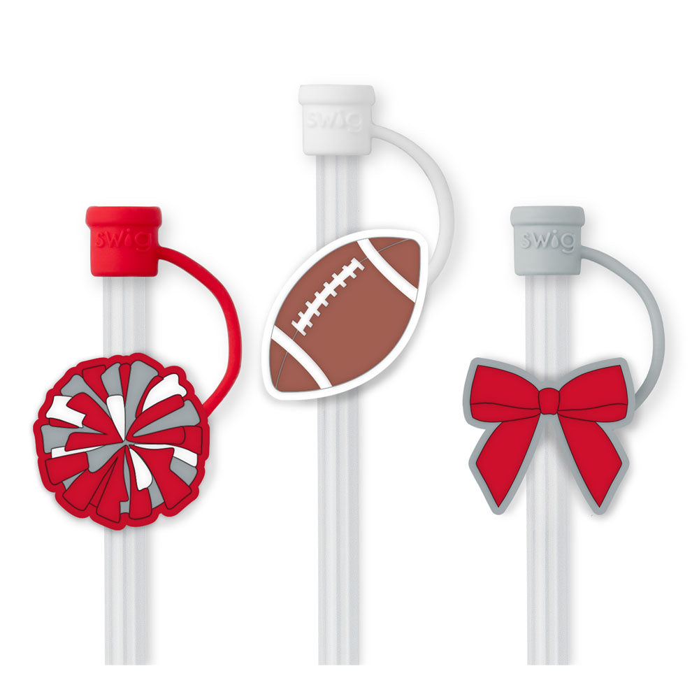 We've Got Spirit Red + Grey Straw Topper Set - Swig Life