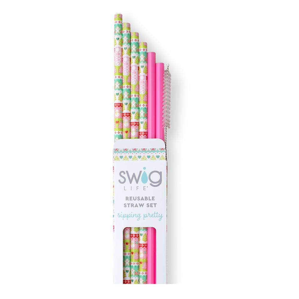 Swig Life Cookie Jar + Pink Reusable Straw Set with six straws and cleaning brush - Swig Life