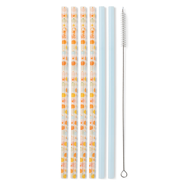 Pumpkin Spice + Light Blue Reusable Straw Set