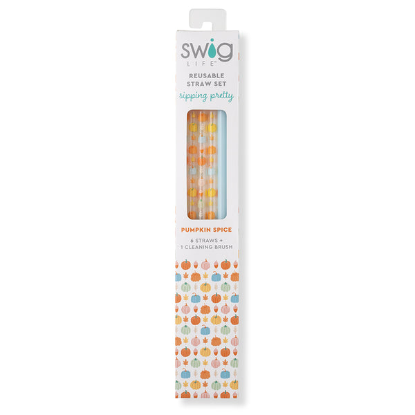 Pumpkin Spice + Light Blue Reusable Straw Set