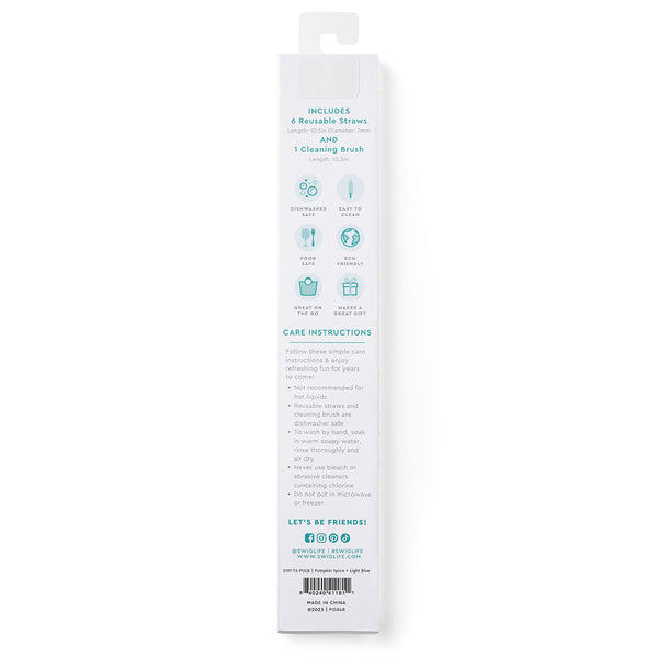 Pumpkin Spice + Light Blue Reusable Straw Set