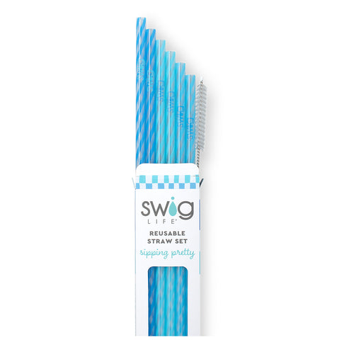 Glacier Stripe Reusable Straw Set - Swig Life 
