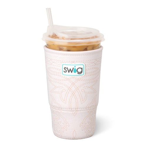 Saddle Stitch Cream Large Iced Cup Coolie