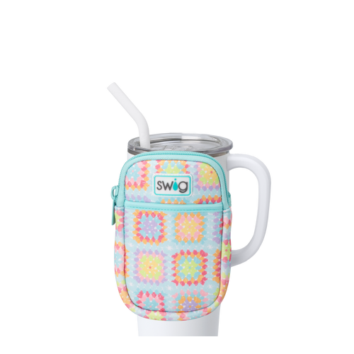 Swig Life Close Knit Neoprene Mega Mug Pouch with Zipper on a White 40oz Mega Mug