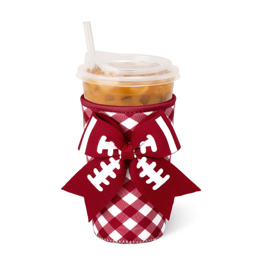 Gameday Gingham Crimson Medium Iced Cup Coolie