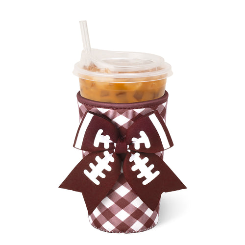 Gameday Gingham Maroon Medium Iced Cup Coolie