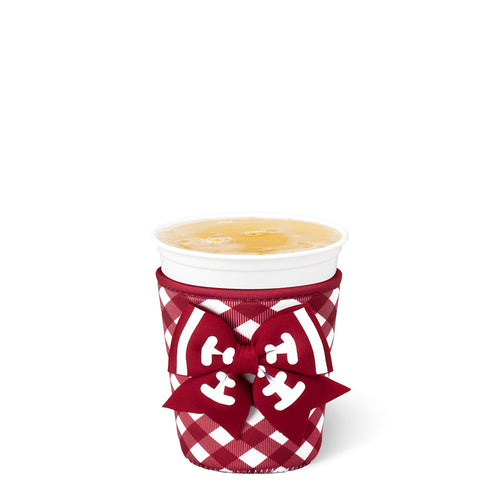Gameday Gingham Crimson Small Iced Cup Coolie