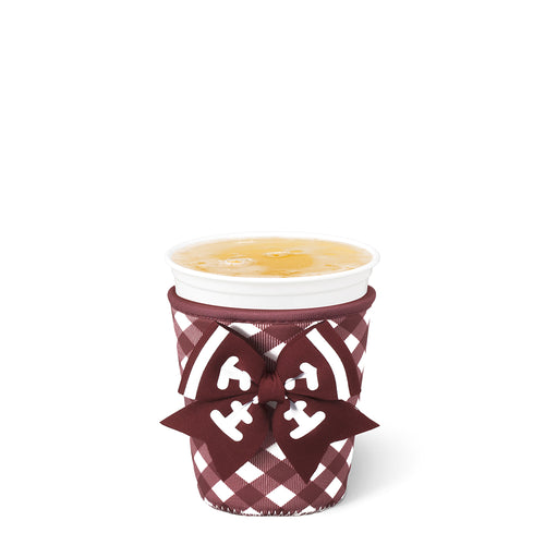Gameday Gingham Maroon Small Iced Cup Coolie