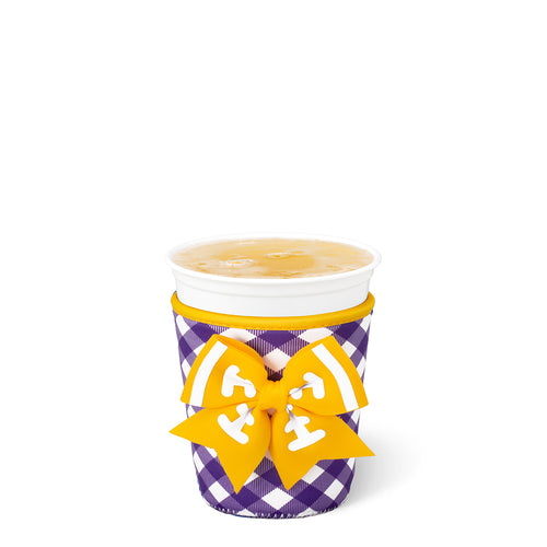 Gameday Gingham Purple + Yellow Small Iced Cup Coolie