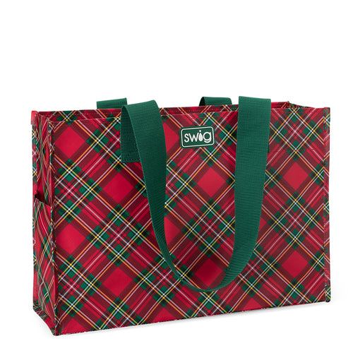 Christmas Plaid Reusable Gift Bag Large