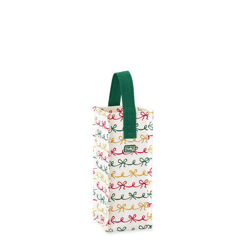 Christmas Bows Reusable Gift Bag Wine