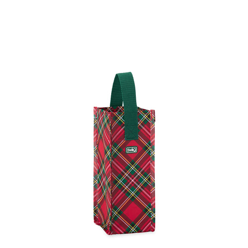 Christmas Plaid Reusable Gift Bag Wine