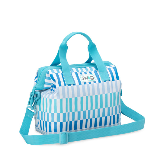 Swig Life Glacier Stripe Insulated Packi 12 Cooler with zip enclosure, top handle, and shoulder strap