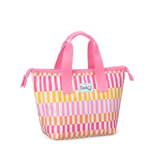 Swig Life Sherbet Stripe Insulated Lunchi Lunch Bag with zipper enclosure