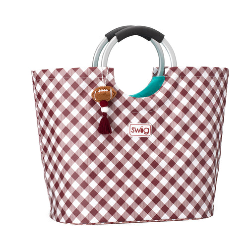 Gameday Gingham Maroon Loopi Tote Bag