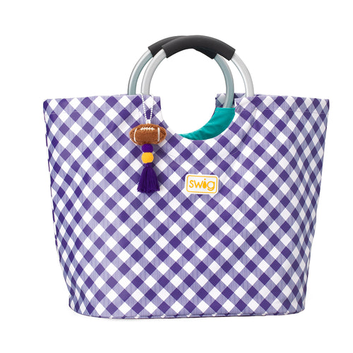 Gameday Gingham Purple + Yellow Loopi Tote Bag