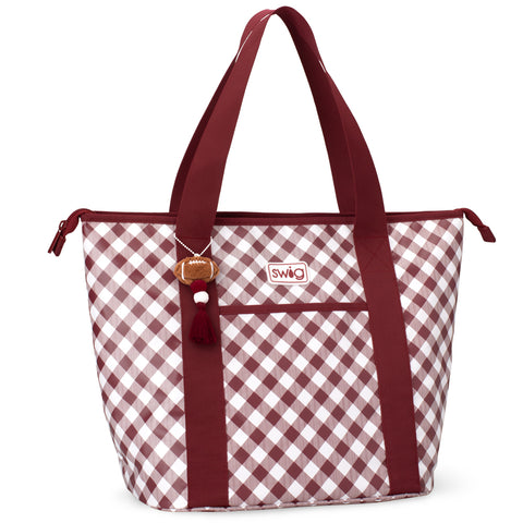 Gameday Gingham Maroon Loopi Tote Bag