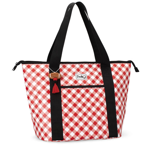 Gameday Gingham Maroon Loopi Tote Bag