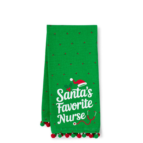 Santa's Favorite Nurse Tea Towel